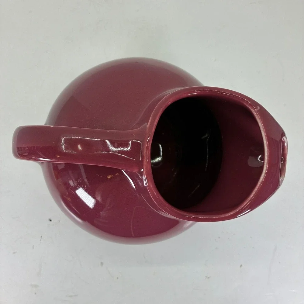 Vintage Hall China Burgundy Maroon Ball Pitcher Made in USA Mid Century Modern